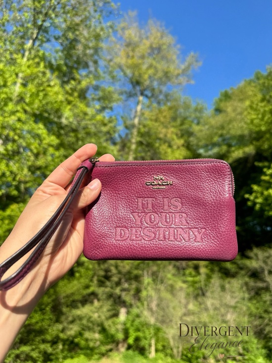 Coach Handbags - Coach x Star Wars “It Is Your Destiny” Pebbled Leather Wristlet Pouch Purple